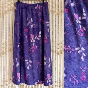 Vintage Made in USA Colorful Purple Pink Floral Leaf Fairycore Whimsy Skirt Lg